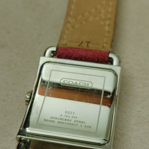 Coach Watch 0221 Swiss Quartz Stainless Square Face Watch Multicolor Leather - Picture 9 of 16